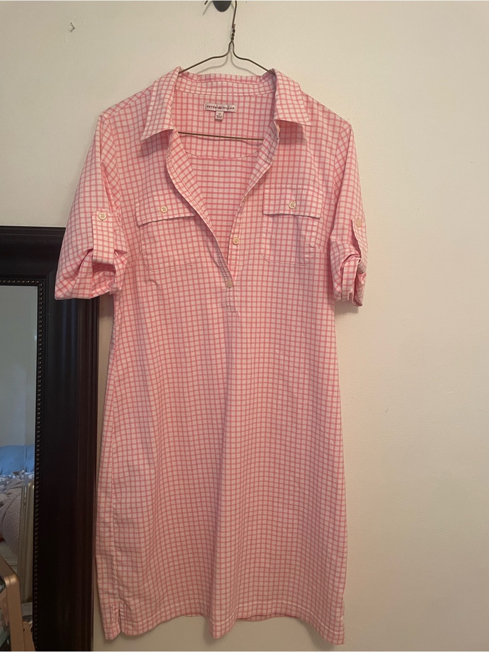 Peter Millar Pink and White Check Midi Dress